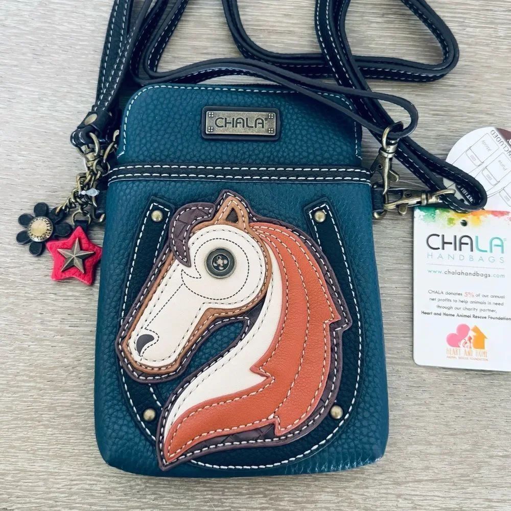 Chala Vegan Leather Horse Patchwork Crossbody Wallet Bag Purse